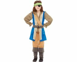 Smiffys - Horrible Histories Pirate Captain Kinder Kostuum - Kids tm 12 jaar - Blauw/Bruin