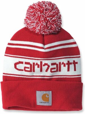 Carhartt M&uuml;tze Knit Cuffed Logo Beanie Red/Winter White Marl