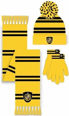 Harry Potter - Hufflepuff Pom Beanie &amp; Scarf Set Geel