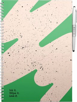 MOYU - Flashy Moss Notebook - Uitwisbaar Notitieboek A4 Hardcover - Multifunctionele pagina&rsquo;s - Inclusief uitwisbare pen