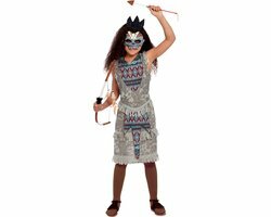 Smiffy&#039;s - Indiaan Kostuum - Native American Voodoo Indiaan - Meisje - Blauw, Rood, Grijs - Small - Halloween - Verkleed