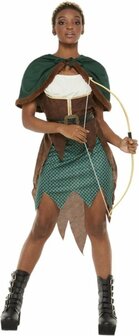 Smiffys - Deluxe Forest Archer Kostuum - S - Groen/Bruin