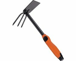 BLACK+DECKER Dubbele Schoffel - 3 Pinnen en Hak - 30 CM - Ergonomisch Handvat - Zwart/ Oranje