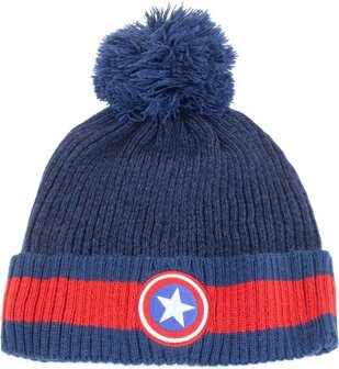Marvel Captain America - Shield Pompom Beanie muts - Blauw